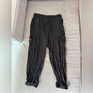 Socialite Black Cargo Pants with Elastic Waistband